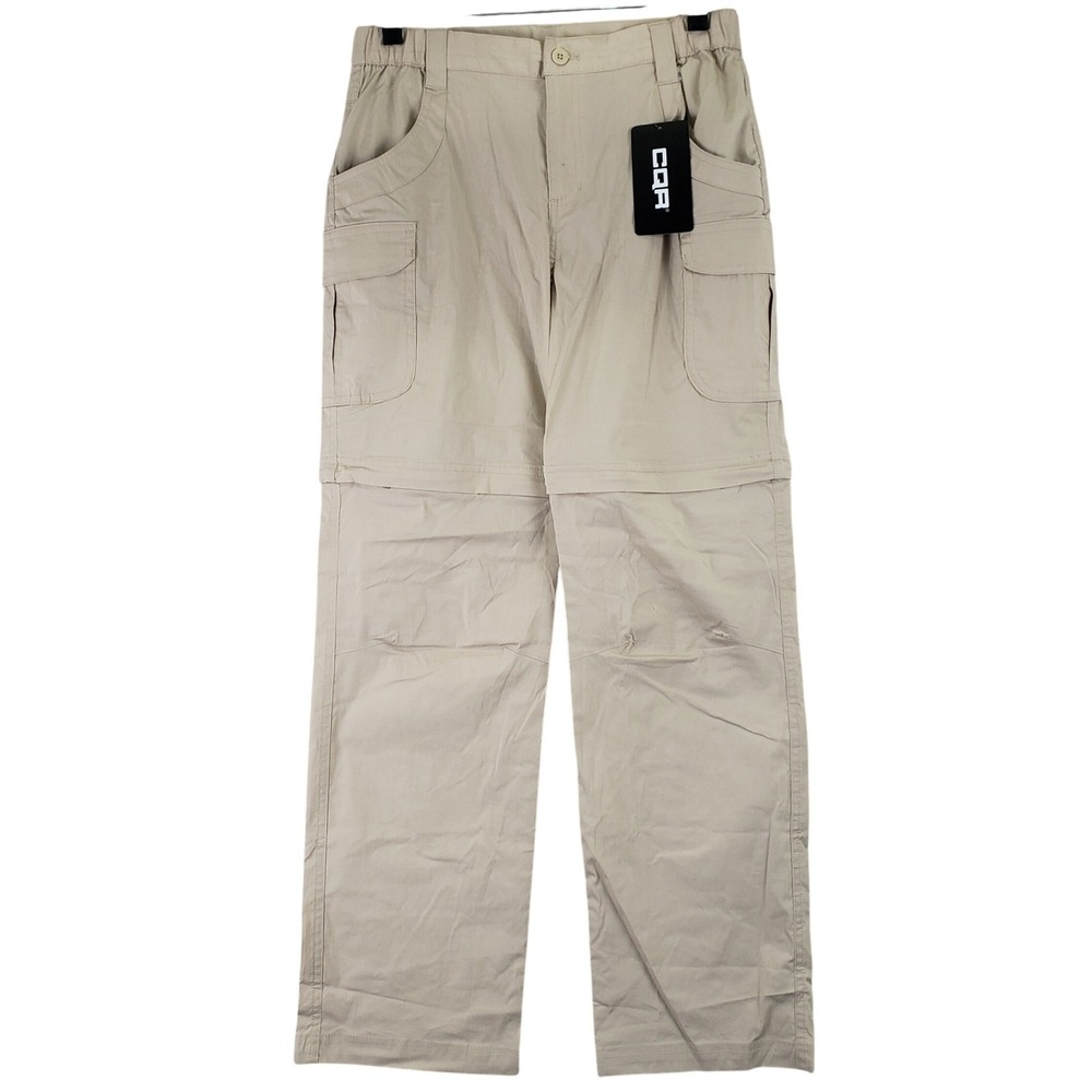 CQR Convertible Cargo Pants Boys L 14-16 Beige Tactical Hiking Utility NWT